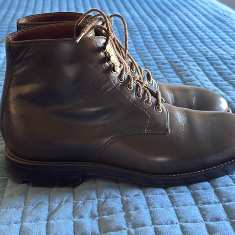 View photo of Grant Stone Edward Boot in Horween Dark Olive Chromexcel