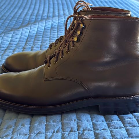 View photo of Grant Stone Edward Boot in Horween Dark Olive Chromexcel