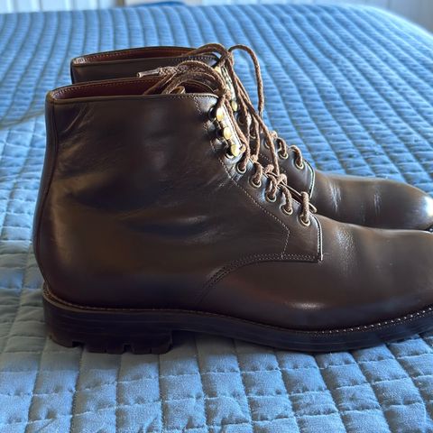 View photo of Grant Stone Edward Boot in Horween Dark Olive Chromexcel