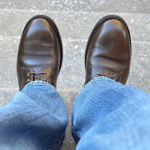 View photo of Grant Stone Edward Boot in Horween Dark Olive Chromexcel