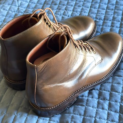 View photo of Grant Stone Edward Boot in Horween Dark Olive Chromexcel