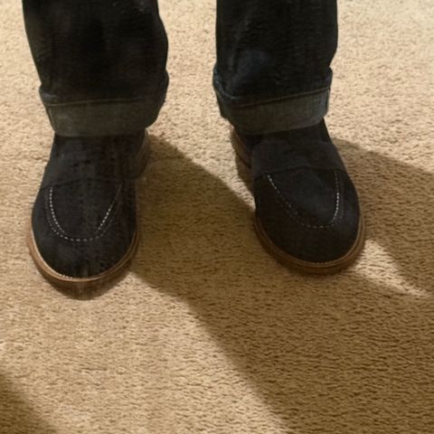 Grant Stone Traveler Penny in C.F. Stead Navy Janus Calf Suede