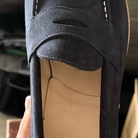 View photo of Grant Stone Traveler Loafer in C.F. Stead Navy Janus Calf Suede