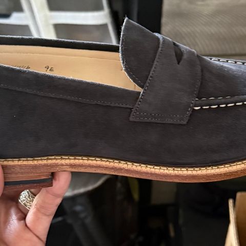 View photo of Grant Stone Traveler Loafer in C.F. Stead Navy Janus Calf Suede