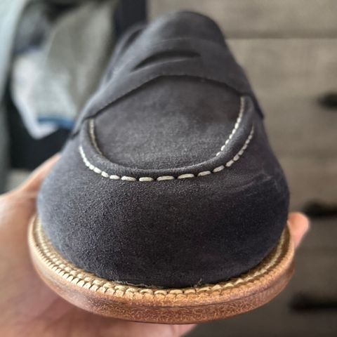 View photo of Grant Stone Traveler Loafer in C.F. Stead Navy Janus Calf Suede