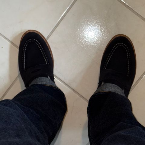 Search result thumbnail of Grant Stone Traveler Loafer in C.F. Stead Navy Janus Calf Suede