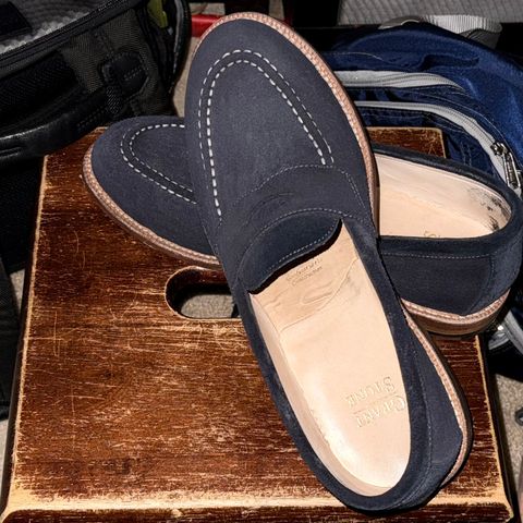 Grant Stone Traveler Penny in C.F. Stead Navy Janus Calf Suede