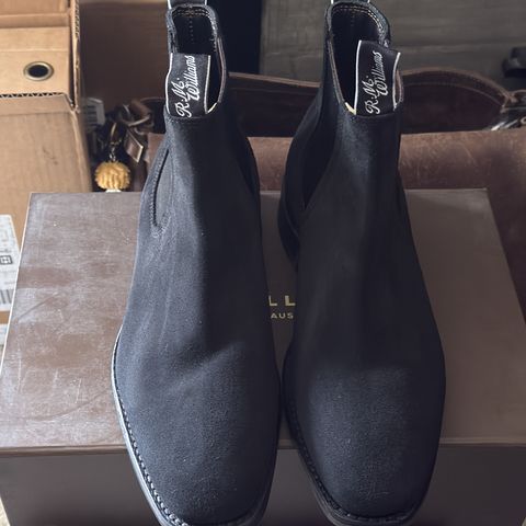 R.M. Williams Comfort Craftsman Boot in C.F. Stead Black Repello Calf Suede