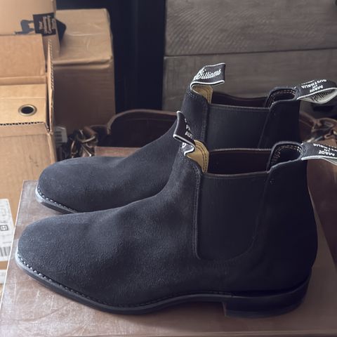 R.M. Williams Comfort Craftsman Boot in C.F. Stead Black Repello Calf Suede