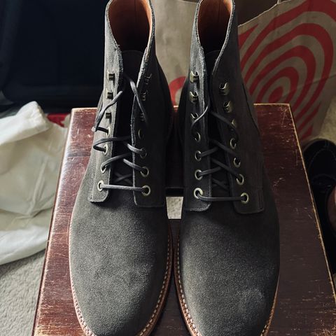 View photo of Grant Stone Diesel Boot in C.F. Stead Loden Janus Calf Suede