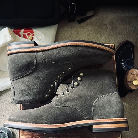 View photo of Grant Stone Diesel Boot in C.F. Stead Loden Janus Calf Suede