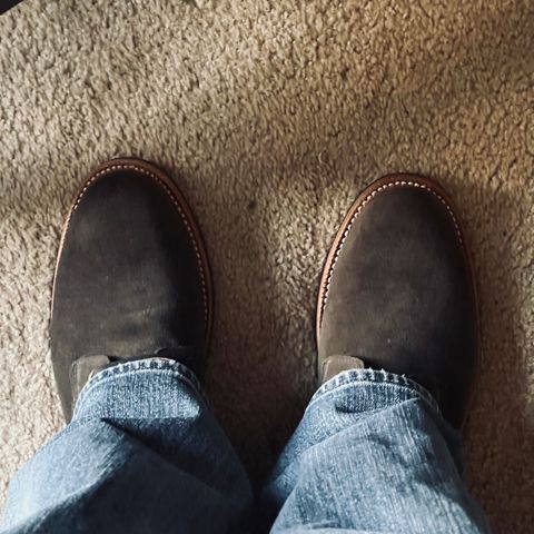 View photo of Grant Stone Diesel Boot in C.F. Stead Loden Janus Calf Suede