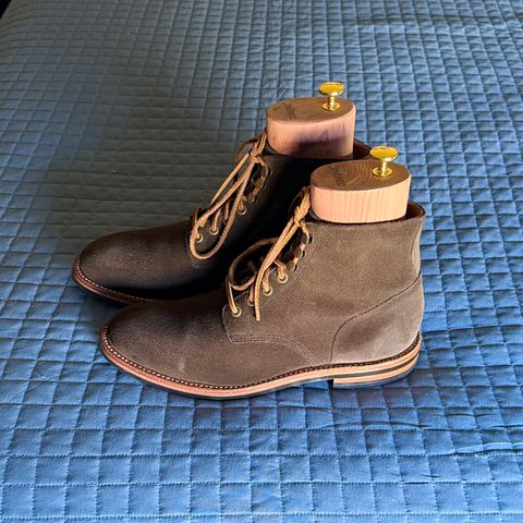 View photo of Grant Stone Diesel Boot in C.F. Stead Loden Janus Calf Suede