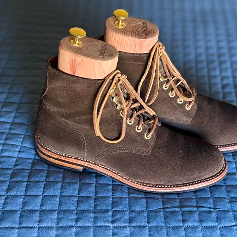 View photo of Grant Stone Diesel Boot in C.F. Stead Loden Janus Calf Suede