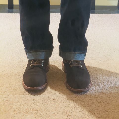 Grant Stone Diesel Boot in C.F. Stead Loden Janus Calf Suede