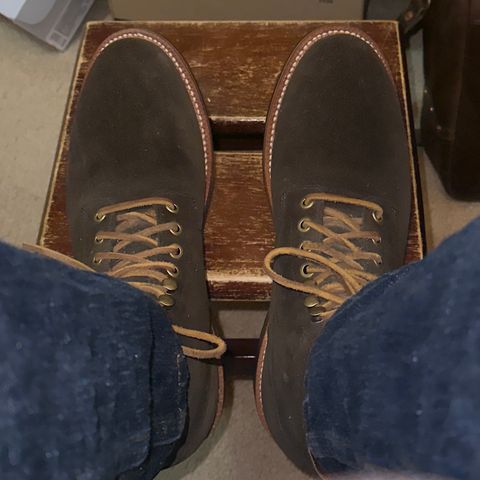 Grant Stone Diesel Boot in C.F. Stead Loden Janus Calf Suede