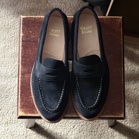 Grant Stone Travelers in C.F. Stead Black Janus Calf Suede