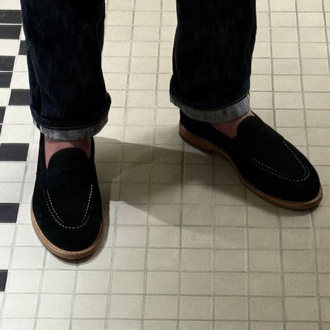 Grant Stone Travelers in C.F. Stead Black Janus Calf Suede