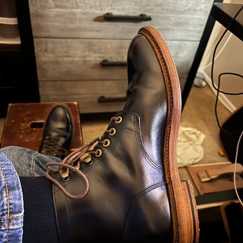 View photo of Grant Stone Diesel Boot in Horween Black Chromexcel