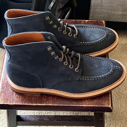 View photo of Grant Stone Ottawa Boot in C.F. Stead Navy Blue Janus Calf Suede