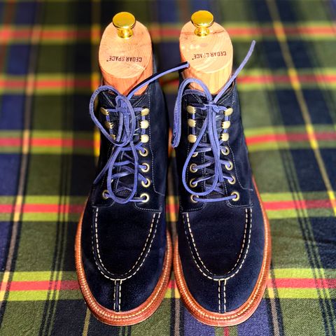 View photo of Grant Stone Ottawa Boot in C.F. Stead Navy Blue Janus Calf Suede