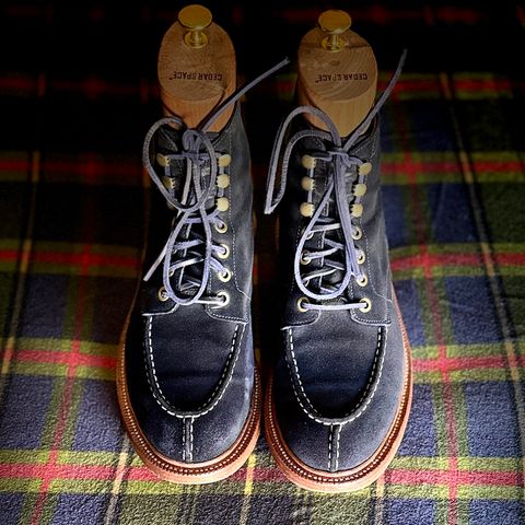 View photo of Grant Stone Ottawa Boot in C.F. Stead Navy Blue Janus Calf Suede