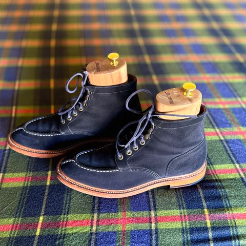 View photo of Grant Stone Ottawa Boot in C.F. Stead Navy Blue Janus Calf Suede