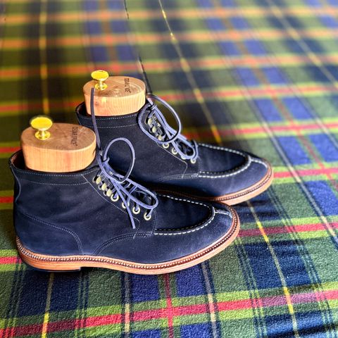 View photo of Grant Stone Ottawa Boot in C.F. Stead Navy Blue Janus Calf Suede