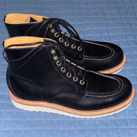 View photo of Grant Stone Brass Boot in Horween Black Chromexcel