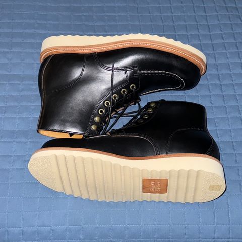 View photo of Grant Stone Brass Boot in Horween Black Chromexcel