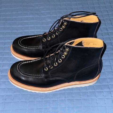 View photo of Grant Stone Brass Boot in Horween Black Chromexcel