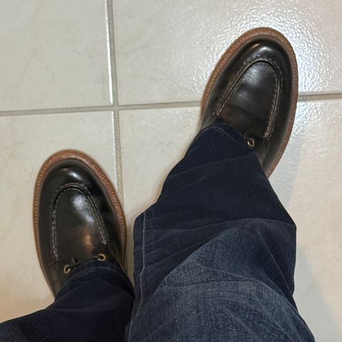 View photo of Grant Stone Brass Boot in Horween Black Chromexcel