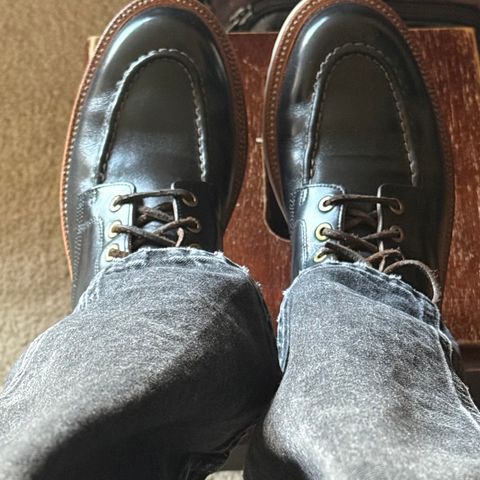 View photo of Grant Stone Brass Boot in Horween Black Chromexcel