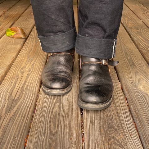 View photo of John Lofgren Wabash Engineer Boots in Shinki Black Oiled Horsebutt