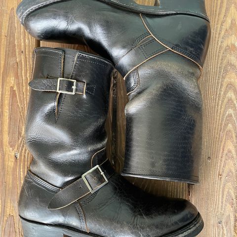 View photo of John Lofgren Wabash Engineer Boots in Shinki Black Oiled Horsebutt