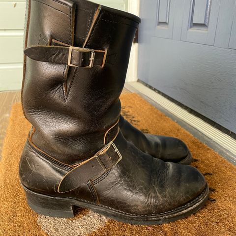 View photo of John Lofgren Wabash Engineer Boots in Shinki Black Oiled Horsebutt