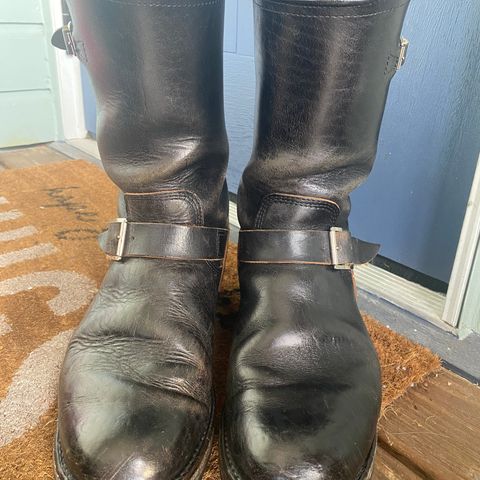 View photo of John Lofgren Wabash Engineer Boots in Shinki Black Oiled Horsebutt