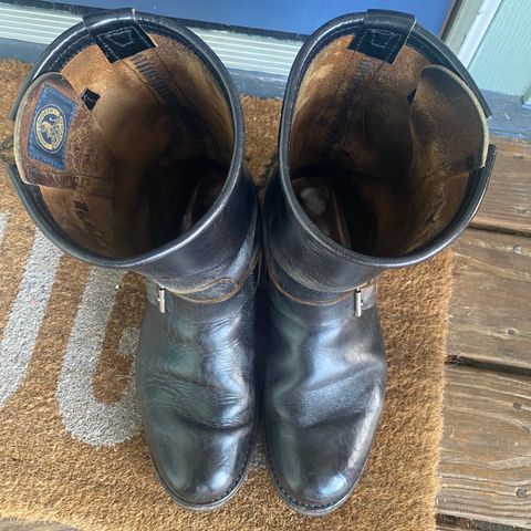 View photo of John Lofgren Wabash Engineer Boots in Shinki Black Oiled Horsebutt