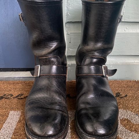 View photo of John Lofgren Wabash Engineer Boots in Shinki Black Oiled Horsebutt