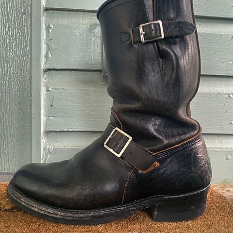 View photo of John Lofgren Wabash Engineer Boots in Shinki Black Oiled Horsebutt