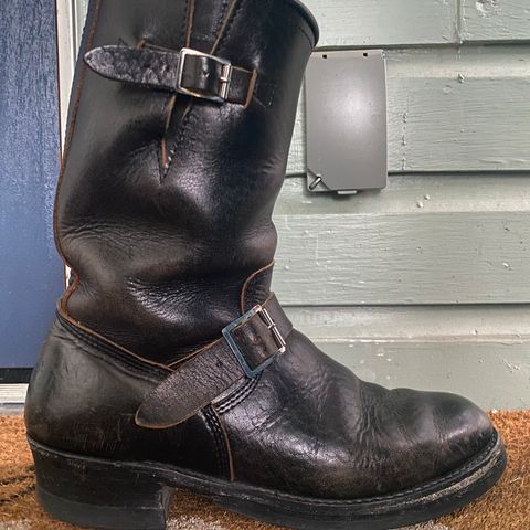 View photo of John Lofgren Wabash Engineer Boots in Shinki Black Oiled Horsebutt