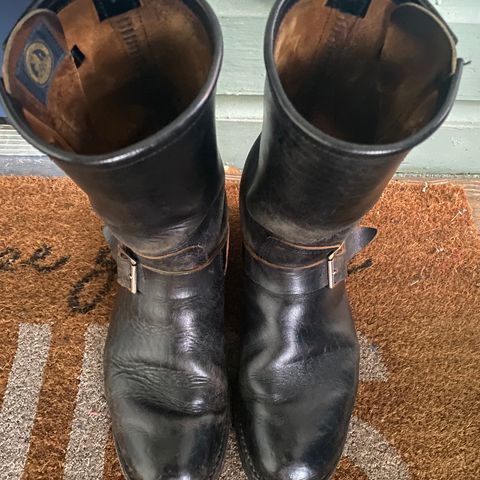 View photo of John Lofgren Wabash Engineer Boots in Shinki Black Oiled Horsebutt