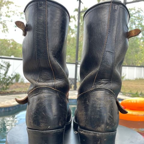 View photo of John Lofgren Wabash Engineer Boots in Shinki Black Oiled Horsebutt