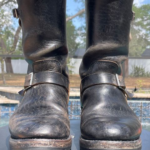 View photo of John Lofgren Wabash Engineer Boots in Shinki Black Oiled Horsebutt