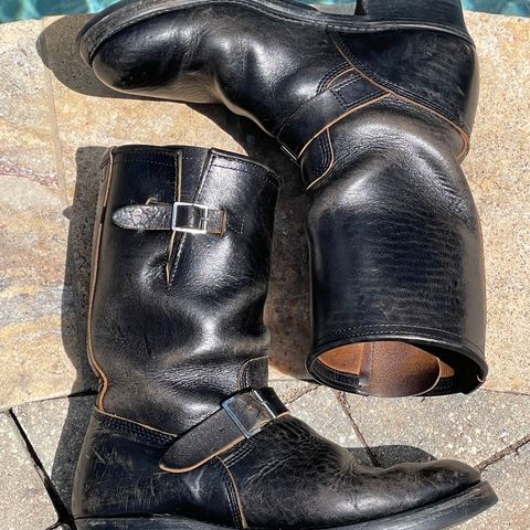 View photo of John Lofgren Wabash Engineer Boots in Shinki Black Oiled Horsebutt