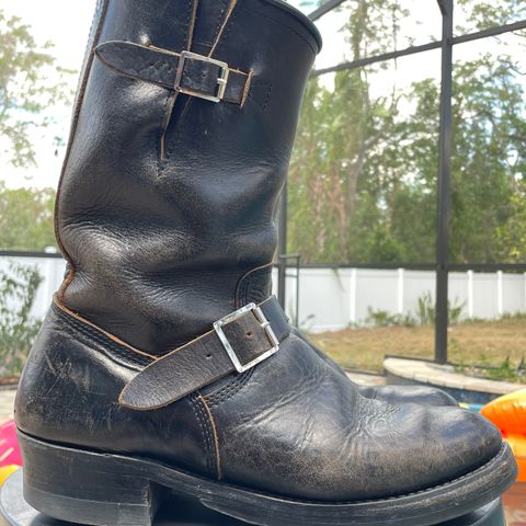 View photo of John Lofgren Wabash Engineer Boots in Shinki Black Oiled Horsebutt