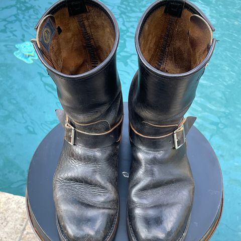 View photo of John Lofgren Wabash Engineer Boots in Shinki Black Oiled Horsebutt