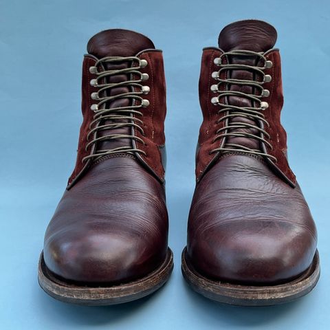 View photo of Viberg Country Boot in C.F. Stead Polo Brown Classic Oiled Shoulder