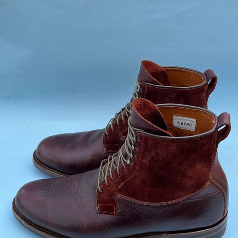 View photo of Viberg Country Boot in C.F. Stead Polo Brown Classic Oiled Shoulder