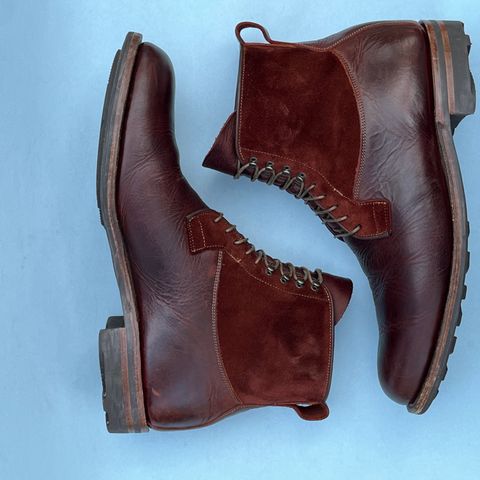 View photo of Viberg Country Boot in C.F. Stead Polo Brown Classic Oiled Shoulder